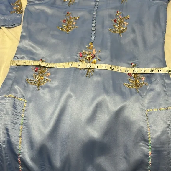 Shalwar kameez organza Duppatta blue size small. Indian Pakistani wear. - Picture 12 of 17